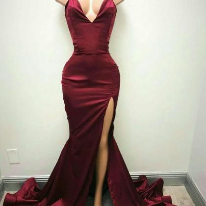 Prom Dresses,prom Dress,burgundy Long Floor Length..