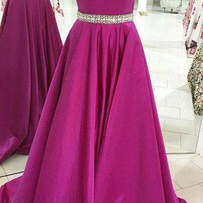Pink Prom Dresses,long Satin Prom Gown,evening..
