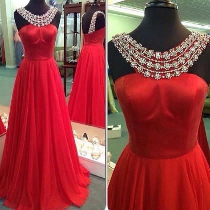 Halter Beaded Red Prom Dresses Graduation Party..