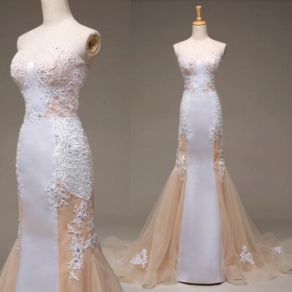 Lace Tulle Prom Dresses,sweetheart Long Prom..