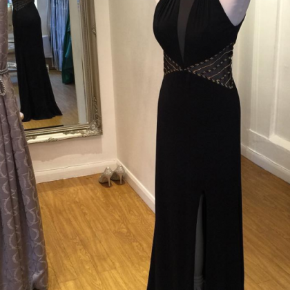 Long Black Prom Dresses,sexy Evening Dresses,front..