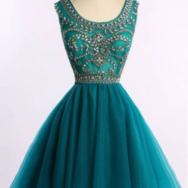 Short Beads Hunter Green Prom Dress/homecoming Dresses on Luulla