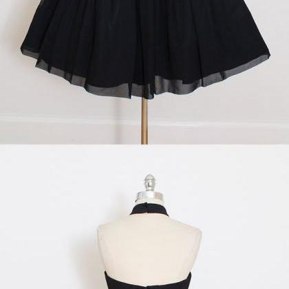 Custom Made Black Chiffon Prom Dress,halter..