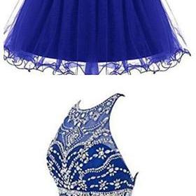 Royal Blue Short Homecoming Party Dresses Beaded..
