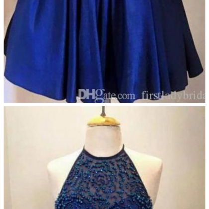 Royal Blue Short Mini Homecoming Dresses Beaded..