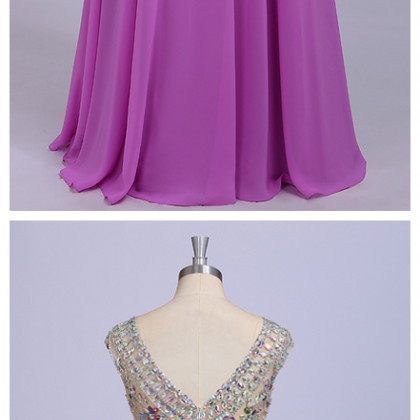Light Purple Prom Dresses, Long Chiffon Floor..