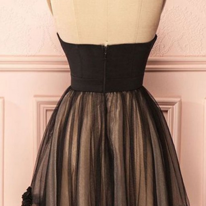 Cute Black Sweetheart Tulle Homecoming Dresses