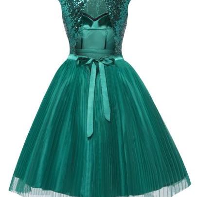Blue Sequin Lace Scoop Neck Short Cocktail Dress with Feathers