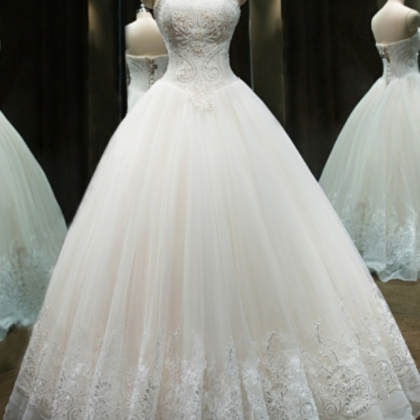 Sweetheart Beaded Appliques Ball Gown Wedding..