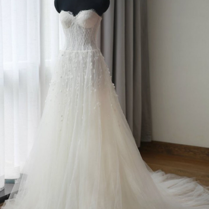 Tulle Wedding Gown Featuring Crystal Flower..