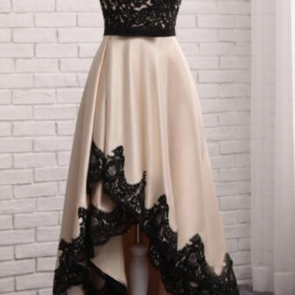 Evening Dress Front Short Back Long Black Lace..