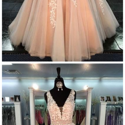 Charming Prom Dress,applique Prom Dress,illusion..