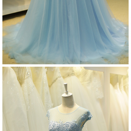 Elegant Prom Dresses, A Line Blue Evening Dress,..