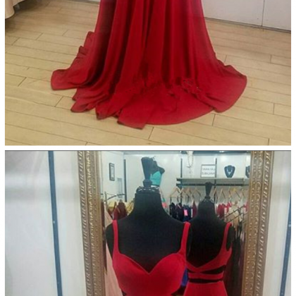 Special Two Piece Mermaid Red Long Prom Dress