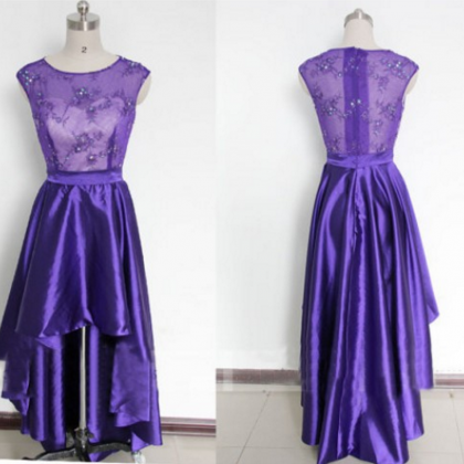 Purple Homecoming Dresses Zipper-up Sleeveless..