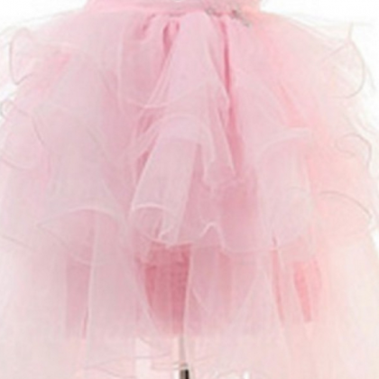 Pink Homecoming Dresses Hollow Sleeveless Tulle..
