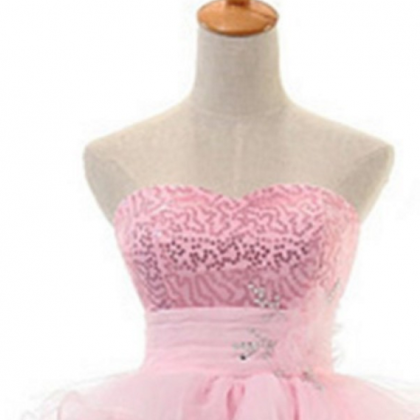 Pink Homecoming Dresses Hollow Sleeveless Tulle..