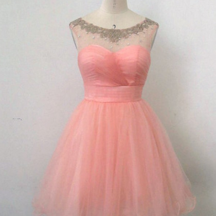 Pink Homecoming Dresses Zippers Sleeveless Chiffon..