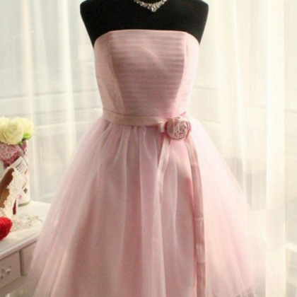 Beautiful Pink Handmade Strapless Short Elegant..