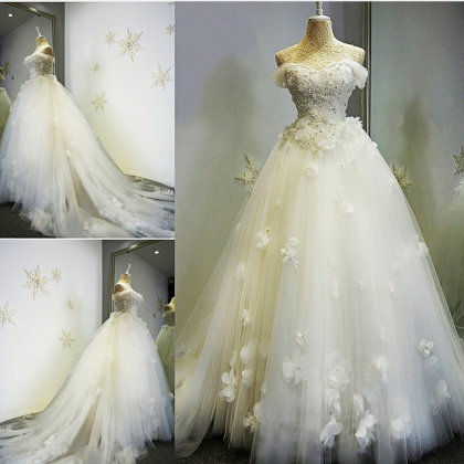 3d-floral Appliques Wedding Dresses Sweetheart..
