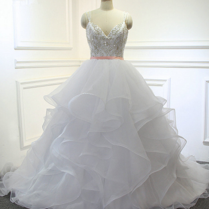 Design Organza Ruffles With Embroidery Beading..