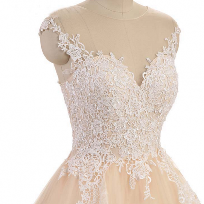 Long Wedding Dress, Lace Wedding Dress, Tulle..
