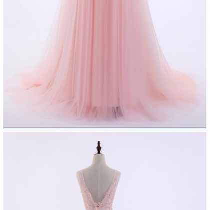 O-neck A-line Sweep Train Tulle Lace Evening..