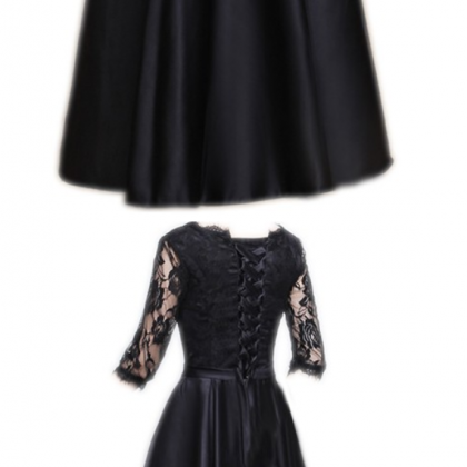 Black Lace Evening Dress ,robe De Soiree Courte..