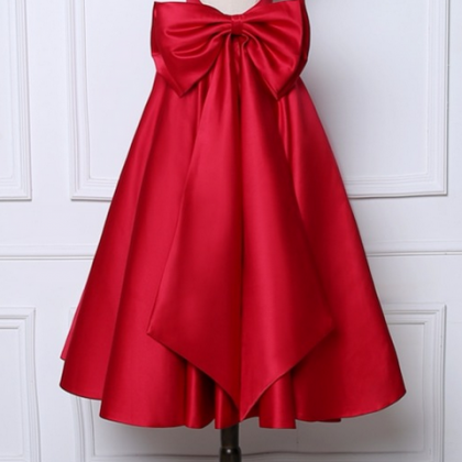 New Dark Red A-Line Evening Dresses ,Square Collar Satin Custom Made ...