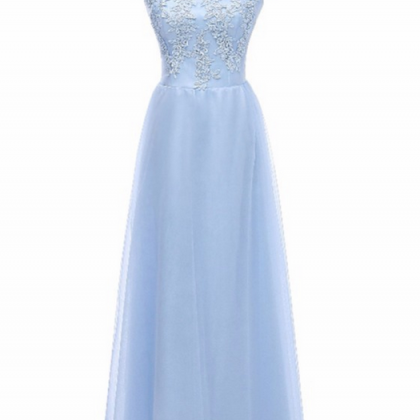 Tulle Lace Applique Bead Long Evening Dress Gown