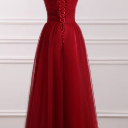 Red A-line Evening Dresses ,net Pleat Custom Made..