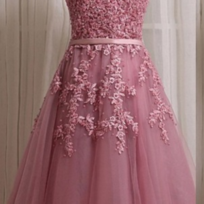 Dusty Pink Homecoming Dresses,short Lace..
