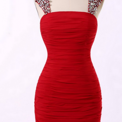 Sexy Strapless Homecoming Dress,short Chiffon Red..