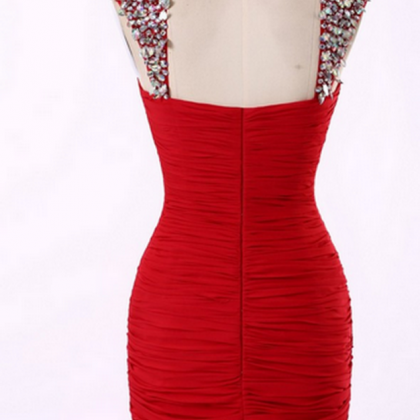 Sexy Strapless Homecoming Dress,short Chiffon Red..