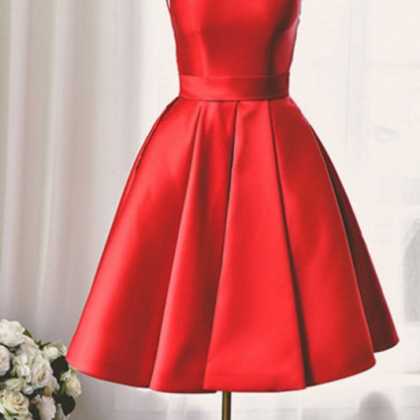 Red Homecoming Dresses Sheer Back Sleeveless A..
