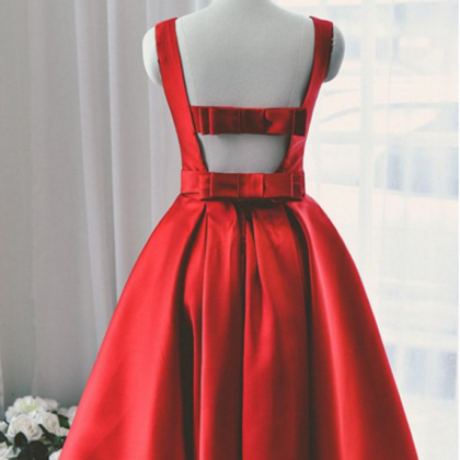 Red Homecoming Dresses Sheer Back Sleeveless A..