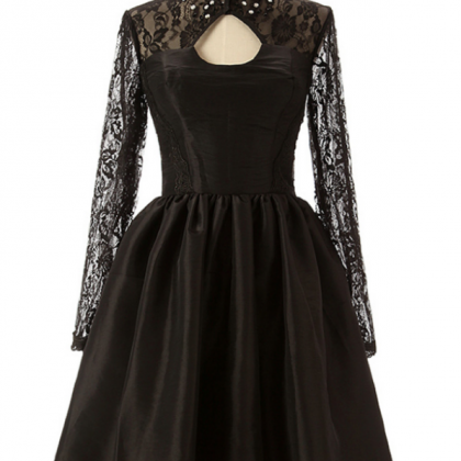 Black Lace Homecoming Dresses, High Neck..