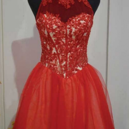 Red Homecoming Dresses Sleeveless A Lines High..