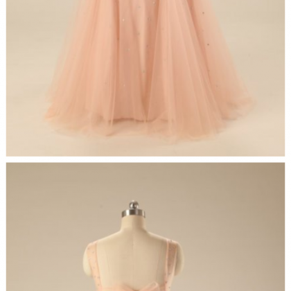 Tulle Beading Prom Dresses,sequins Round Neck..