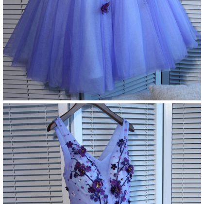 A-line Homecoming Dress, V-neck Short/mini Prom..
