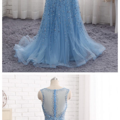 Crystal Beaded Prom Dress, Elegant Mermaid Evening..