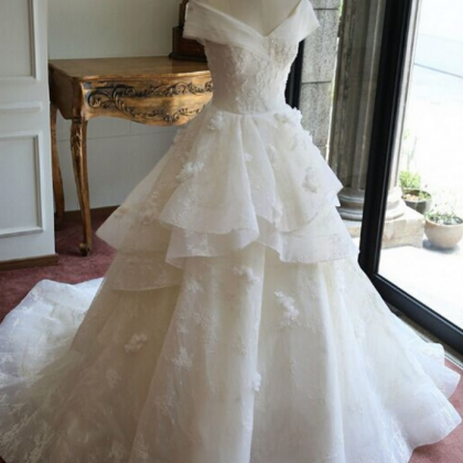 Off-the-shoulder A-line Wedding Dress Featuring..