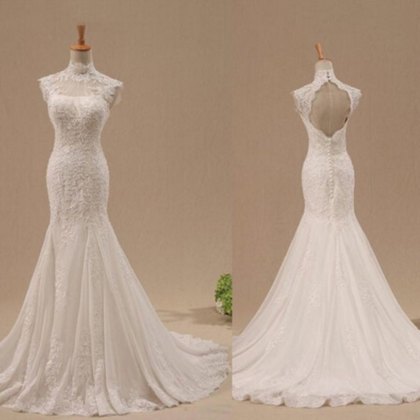 Mermaid Wedding Dress, Lace Wedding Dresses, Cap..