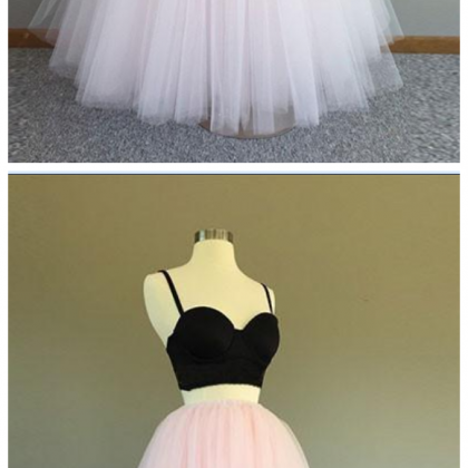 Two Pieces Light Pink Sweetheart A-Line Prom Dresses,Long Prom Dresses main image 1