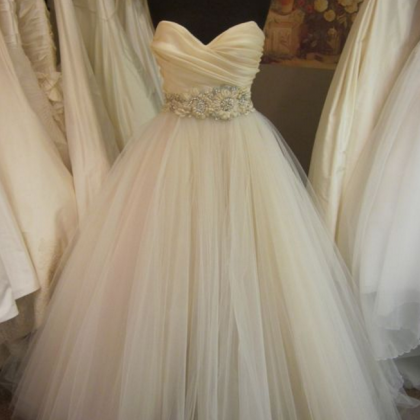 Wedding Dress,a-line/princess Pleated Bodice Blush..