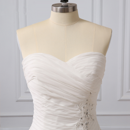 Strapless Sweetheart Ruched Chiffon A-line Long..