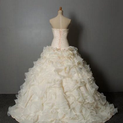 Beaded Organza Ruffle Sheath Wedding Dresses..