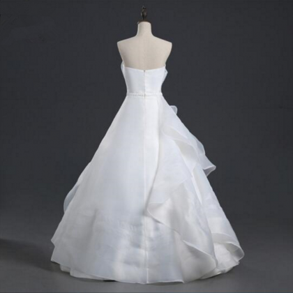Long Wedding Dress Ball Gown Pure White Flowers..