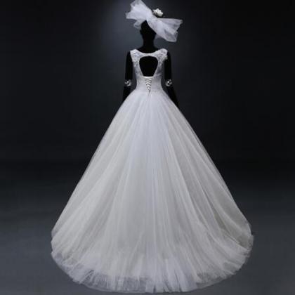 Real Picture Noble Wedding Dresses Scoop Tulle..