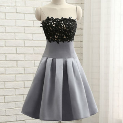 Gray Homecoming Dresses A-line Strapless Knee..